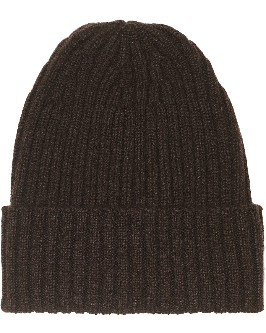Piacenza Cashmere Ribbed Cashmere Beanie Dark Brown