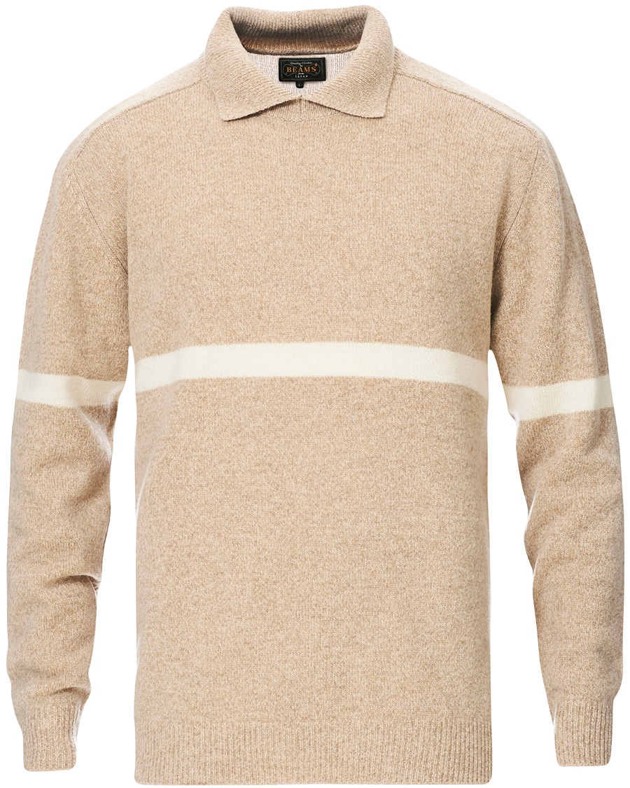 BEAMS PLUS Collared Wool Sweater Beige