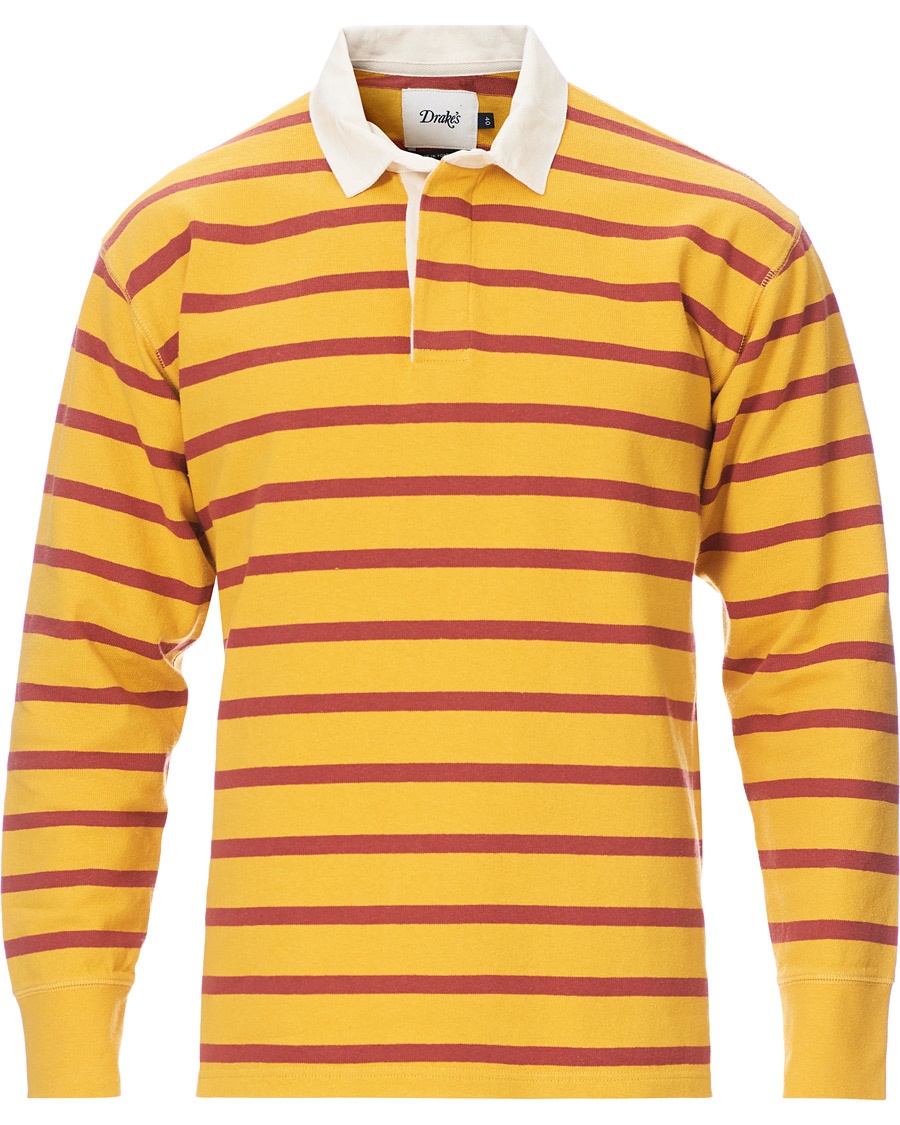 Herren | | Drake's | Long Sleeve Rugby Strype Yellow/Red