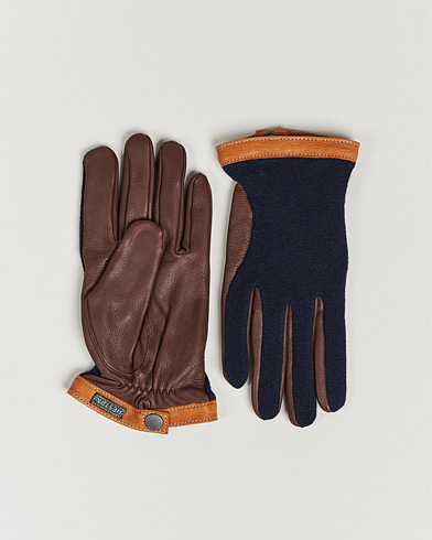Handschuh |  Deerskin Wool Tricot Glove Blue/Brown