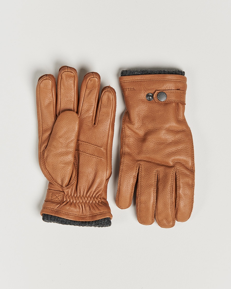 Hestra Utsjö Fleece Lined Buckle Elkskin Glove Cognac – Braun