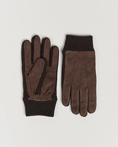 Herren | Handschuhe | Hestra | Geoffery Suede Wool Tricot Glove Espresso