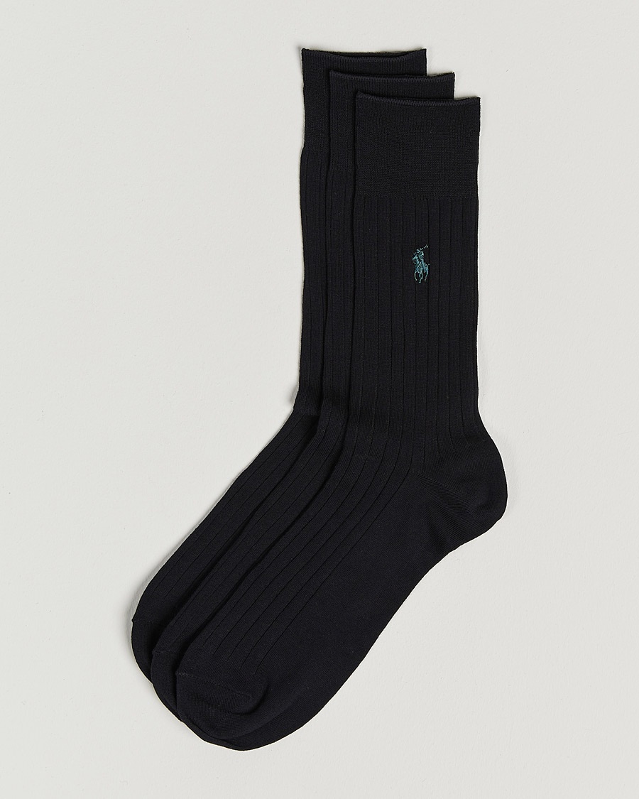 Polo Ralph Lauren 3-Pack Egyptian Rib Crew Socks Black – Schwarz