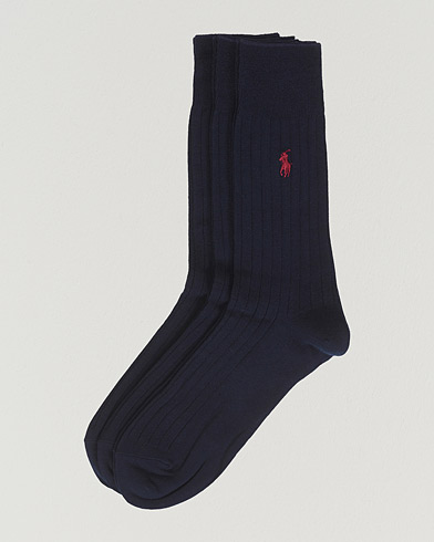 Herren | Unterwäsche | Polo Ralph Lauren | 3-Pack Egyptian Cotton Ribbed Socks Navy