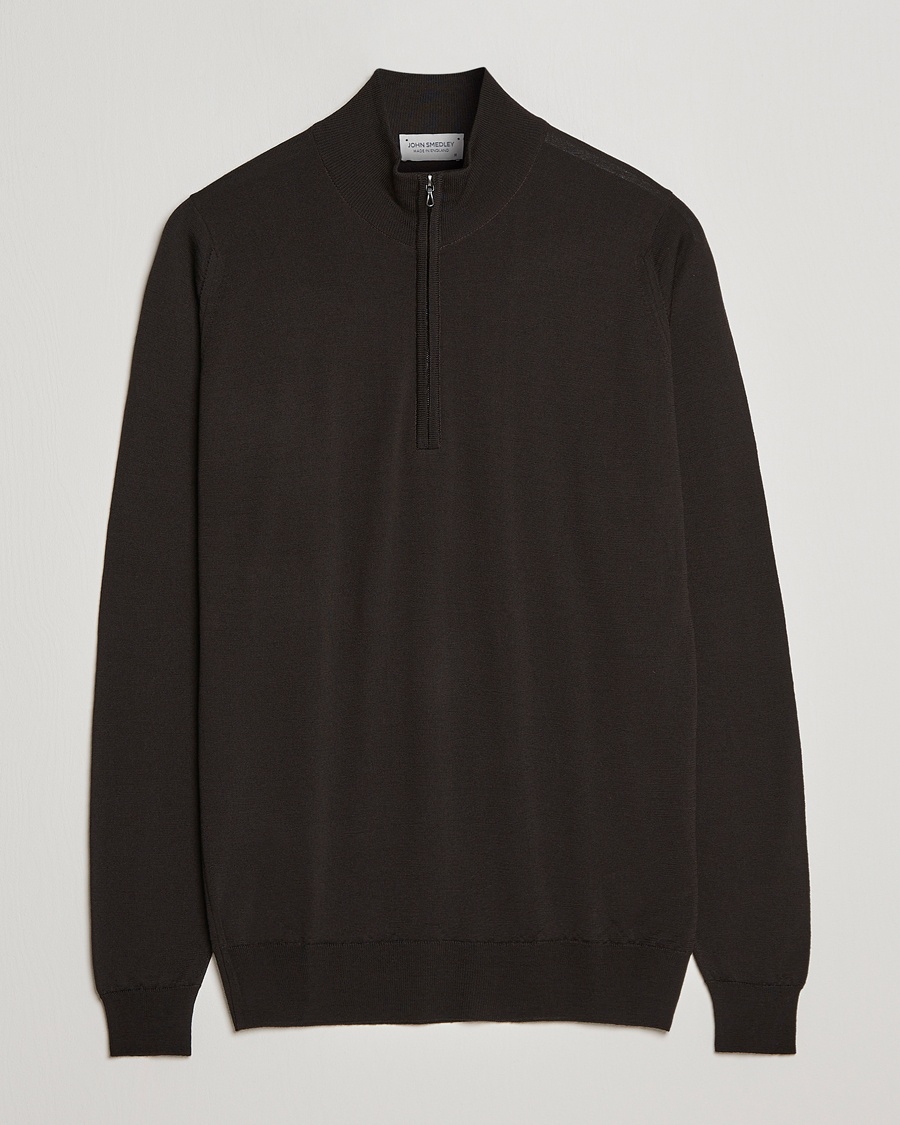Herren | | John Smedley | Barrow Extra Fine Merino Half Zip Dark Cocoa