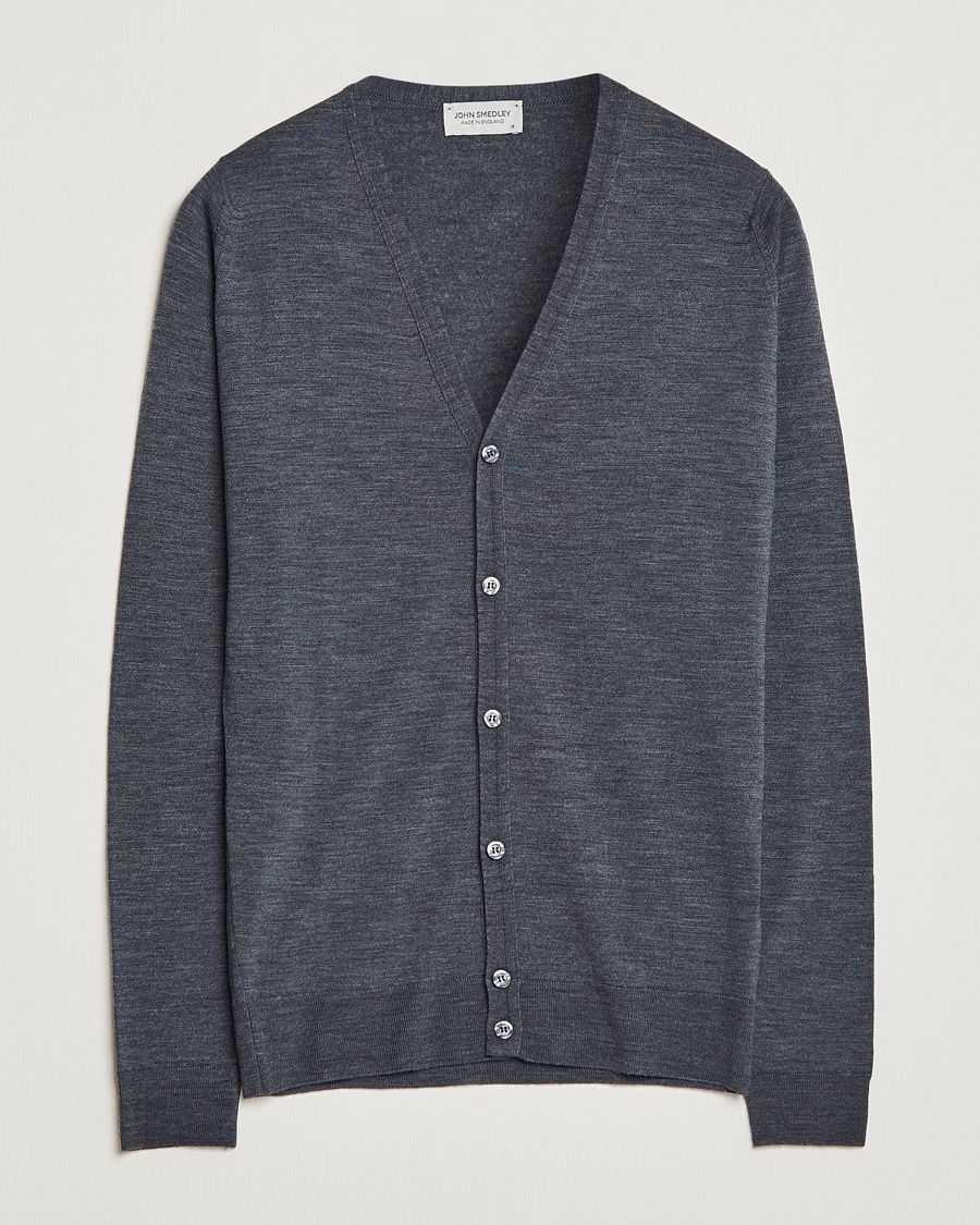 John Smedley Petworth Extra Fine Merino Cardigan Charcoal – Grau