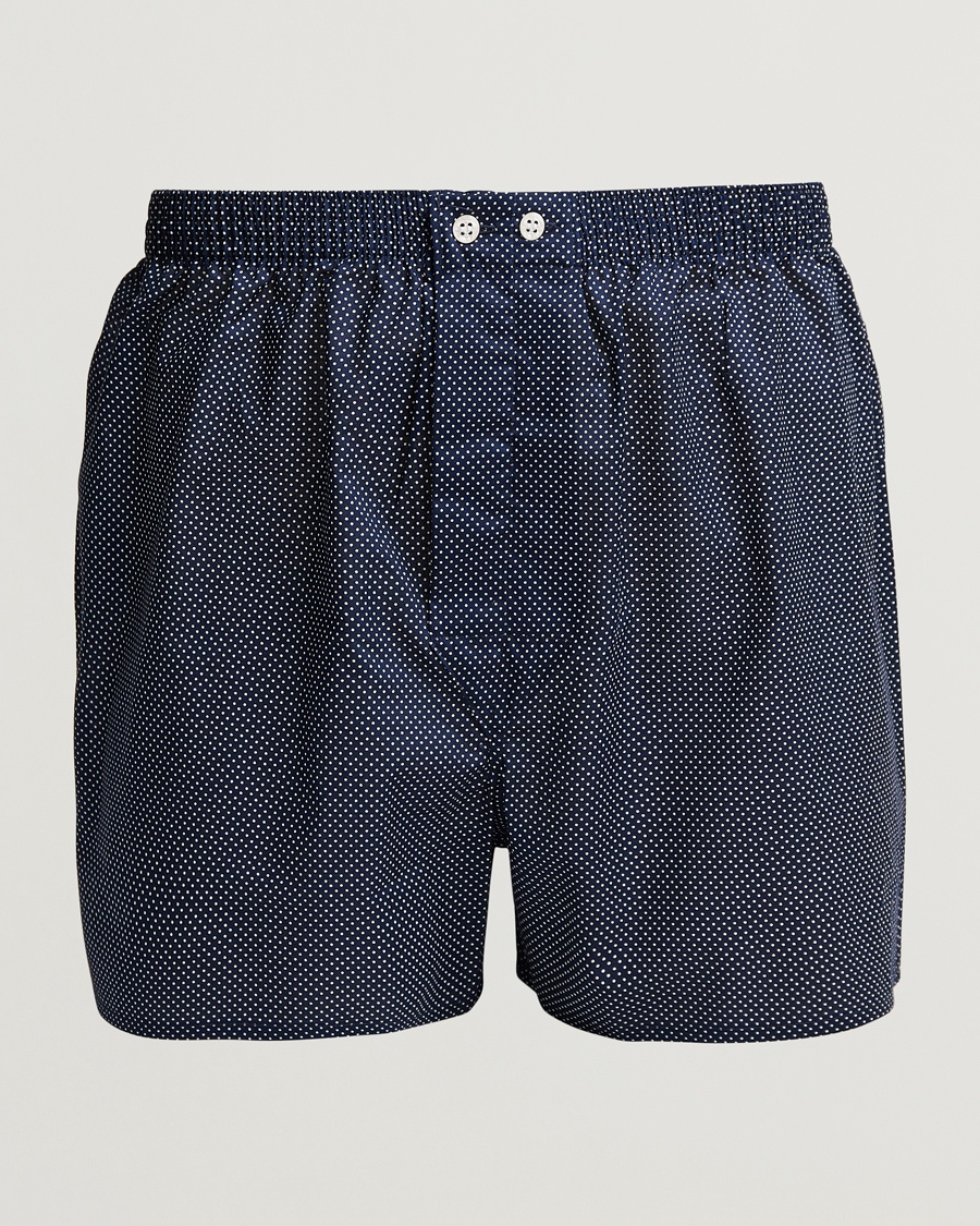 Derek Rose Classic Fit Cotton Boxer Shorts Navy Polka Dot - Blau - Unterhose - Grösse: S