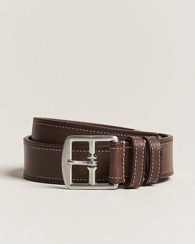 Herren |  | Anderson's | Bridle Stiched 3,5 cm Leather Belt Brown