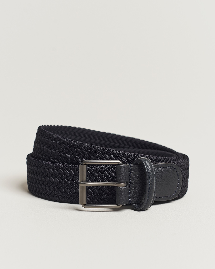 Anderson's Elastic Woven 3 cm Belt Navy – Blau