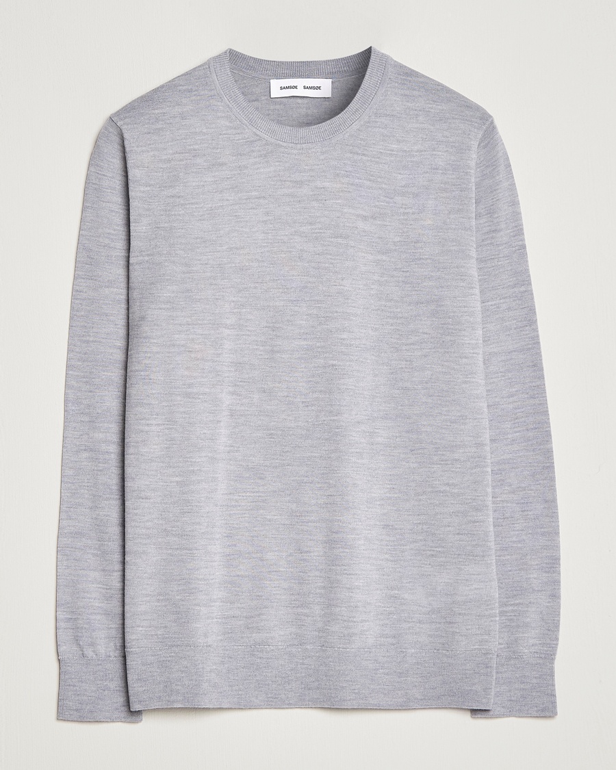  Flemming Superfine Merino Wool Crew Neck Grey Melange