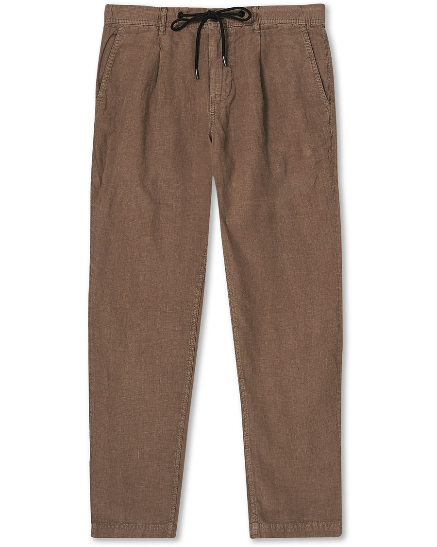 BOSS Casual Symon Linen Drawstring Pants Khaki
