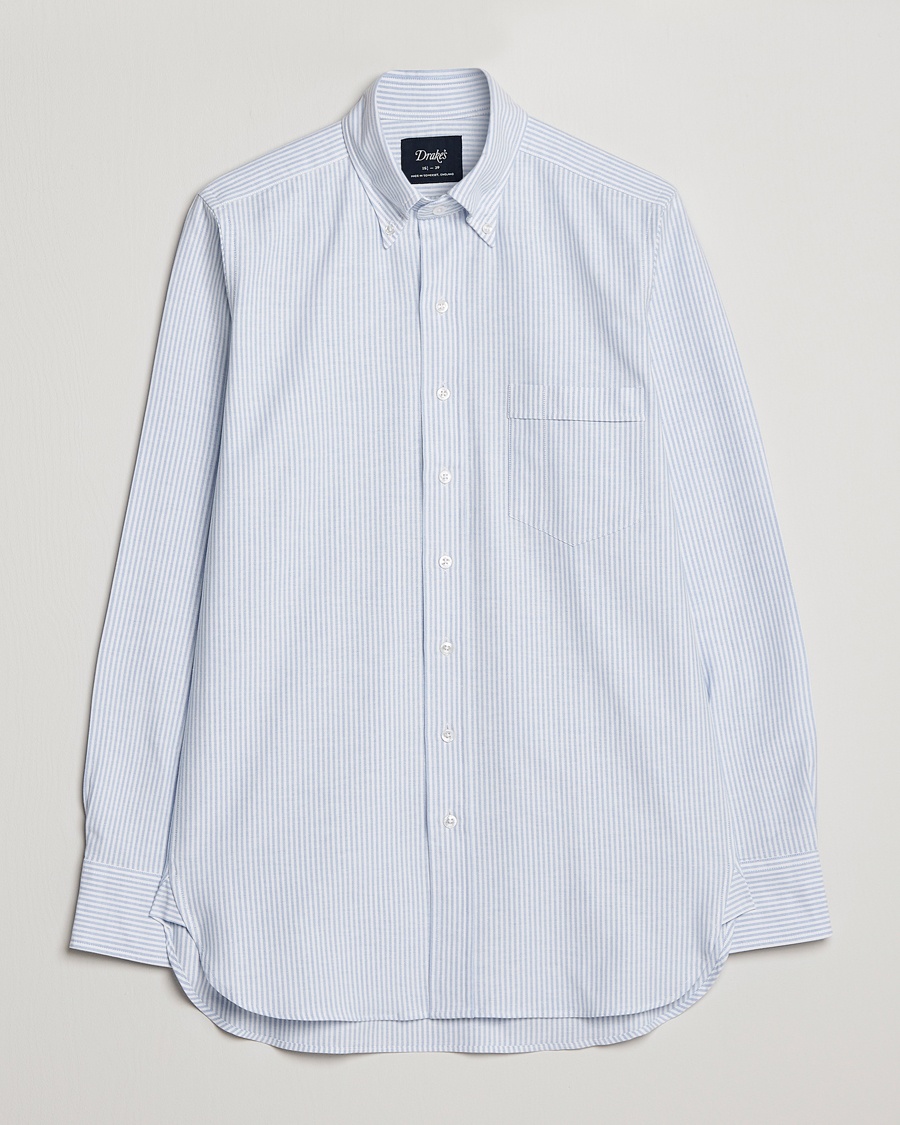 Herren | | Drake's | Striped Oxford Button Down Shirt Blue/White