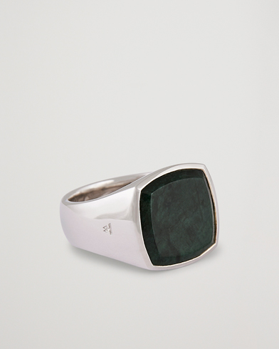 Herren | Ringe | Tom Wood | Cushion Green Marble Ring Silver