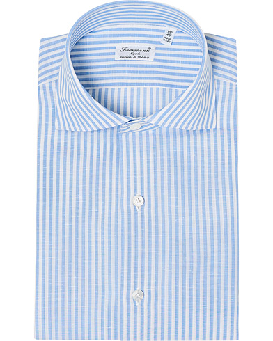  Milano Slim Fit Cotton/Linen Dress Shirt Blue