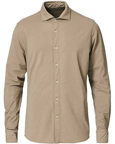  Cotton Stretch Jersey Shirt Beige