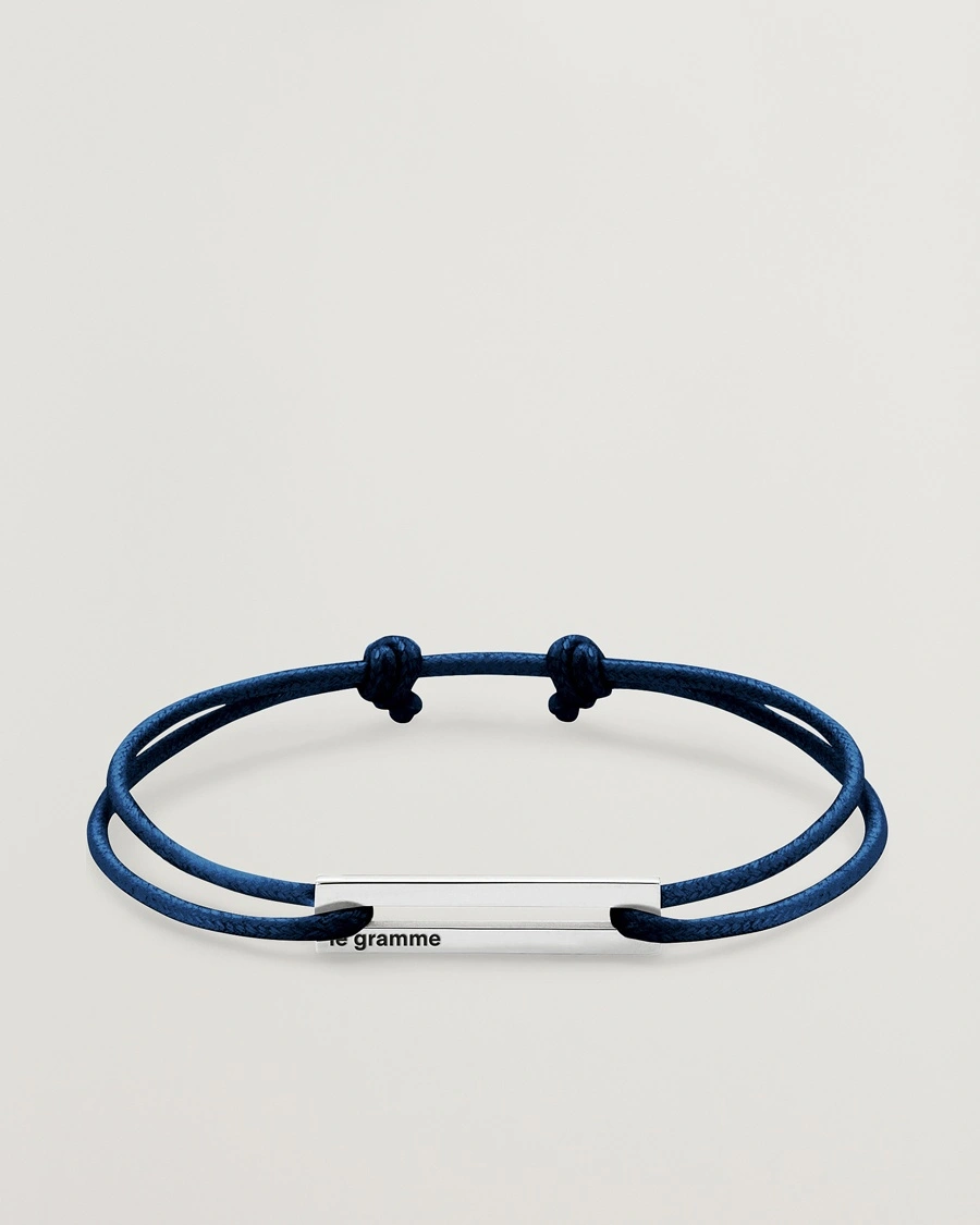 LE GRAMME Cord Bracelet Le 17/10 Navy/Sterling Silver – Blau