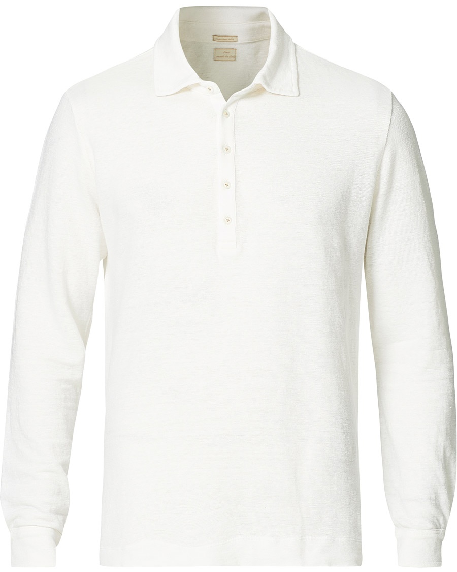  Raya Linen Piquet Long Sleeve Polo White