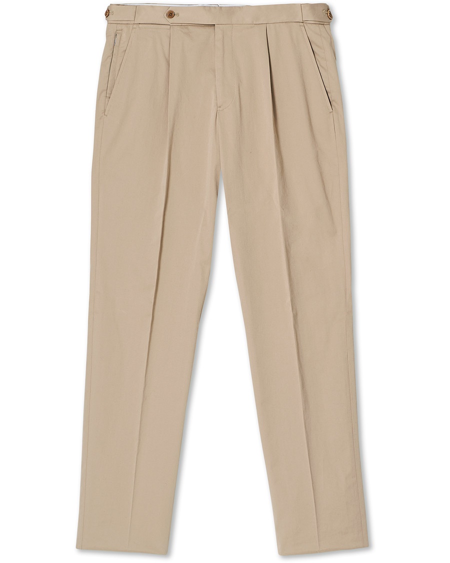  Satin Stretch Pleated Chino Khaki