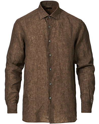  Slim Fit Linen Shirt Brown