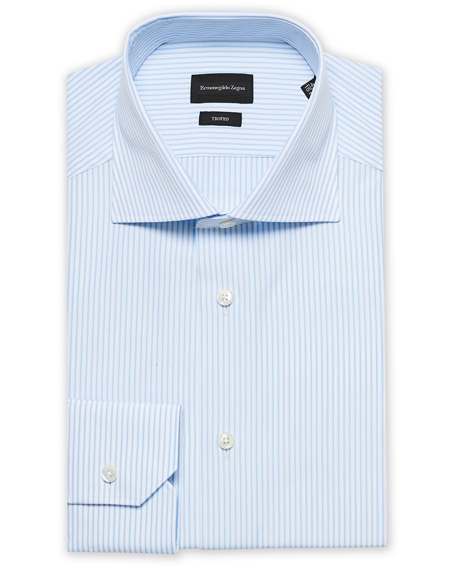  Slim Fit Striped Dress Shirt Light Blue