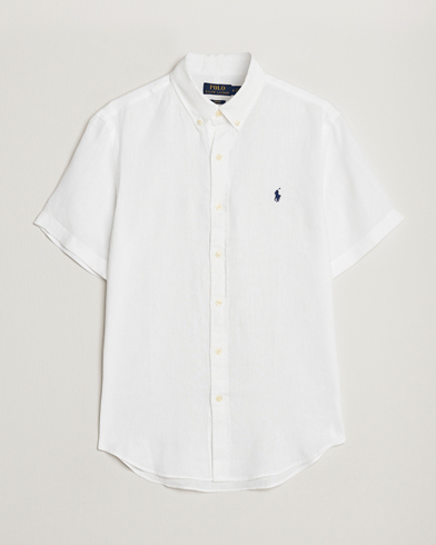 Herren | Leinenhemden | Polo Ralph Lauren | Slim Fit Linen Short Sleeve Shirt White