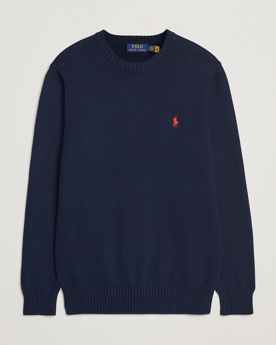 Polo Ralph Lauren Cotton Crew Neck Sweater Hunter Navy – Blau