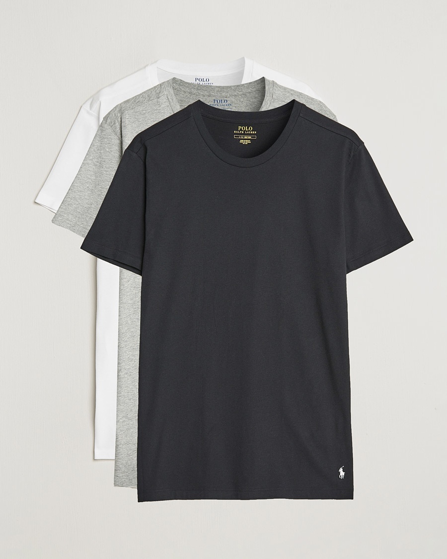 Herren | Schwartze t-shirts | Polo Ralph Lauren | 3-Pack Crew Neck T-shirt White/Black/Andover Heather