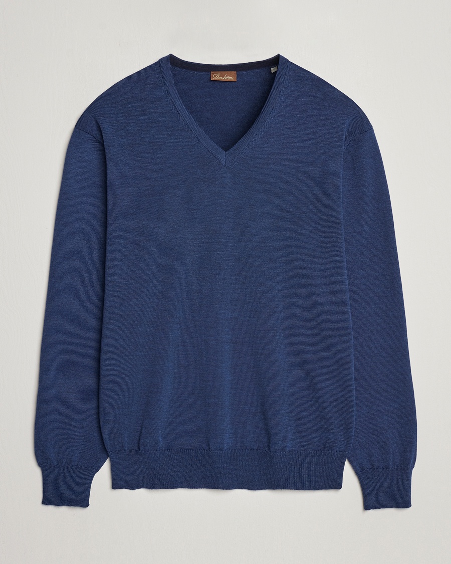 Stenströms Merino V-Neck Blue – Blau
