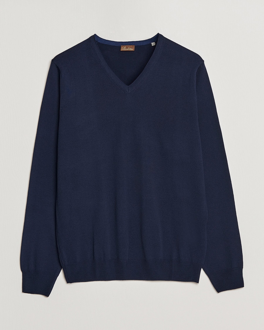 Stenströms Merino V-Neck Navy – Blau