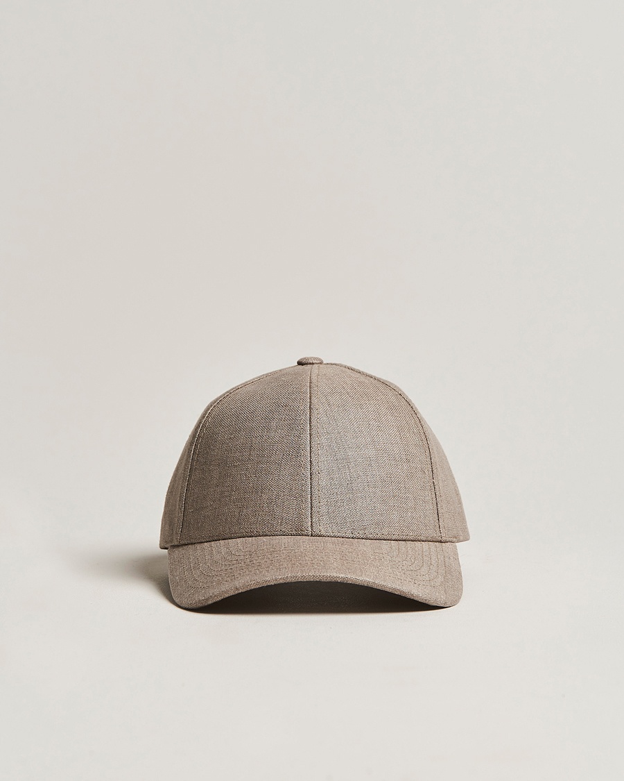 Herren | Caps | Varsity Headwear | Linen Baseball Cap Argent Khaki