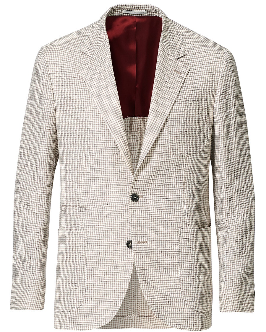  Linen/Silk Patch Pocket Blazer Beige