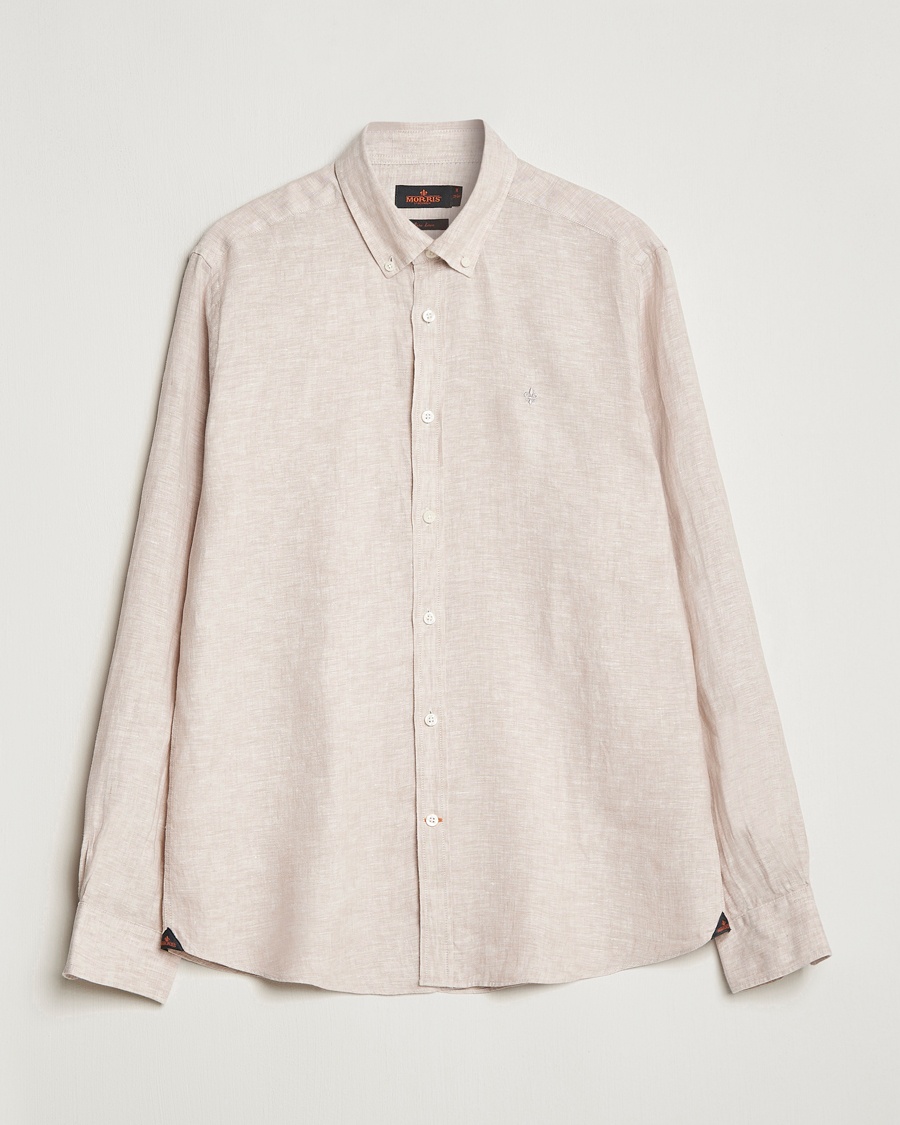 Herren | | Morris | Douglas Linen Button Down Shirt Khaki