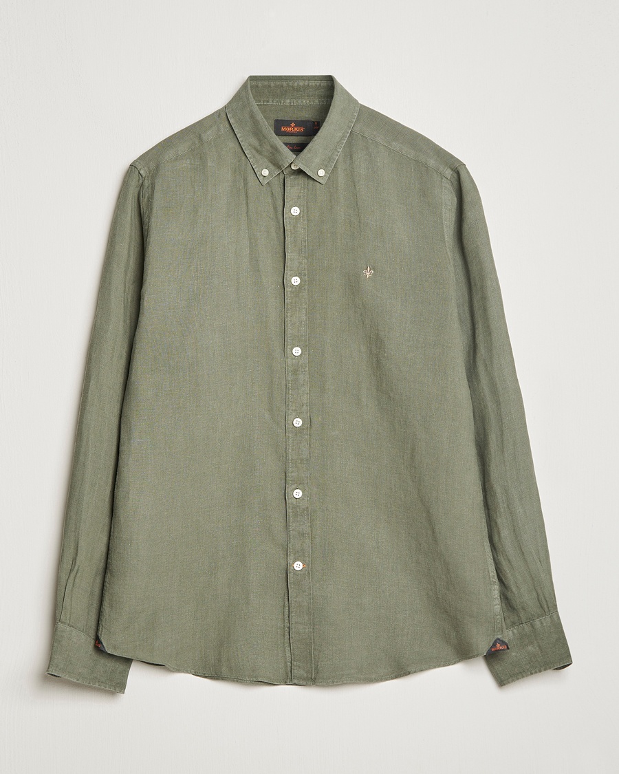 Herren | | Morris | Douglas Linen Button Down Shirt Olive
