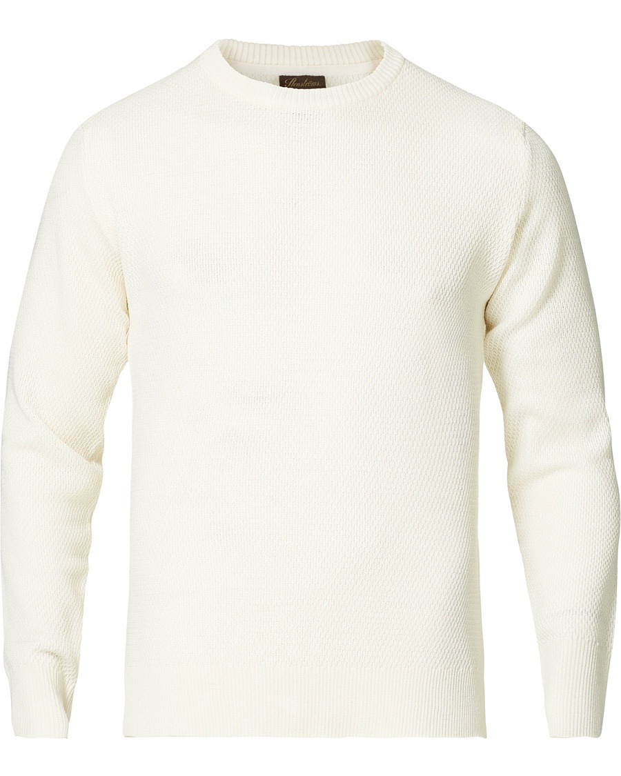 Herren | | Stenströms | Textured Merino Crew Neck Off White