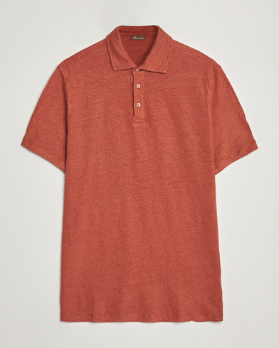 Herren |  | Stenströms | Linen Polo Shirt Rust