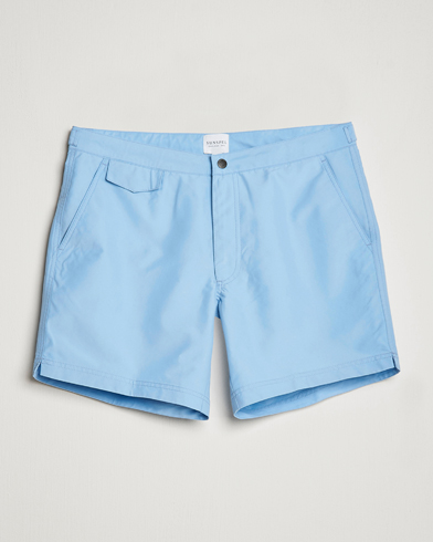 Herren | Badehosen | Sunspel | Recycled Seaqual Tailored Swim Shorts Light Blue