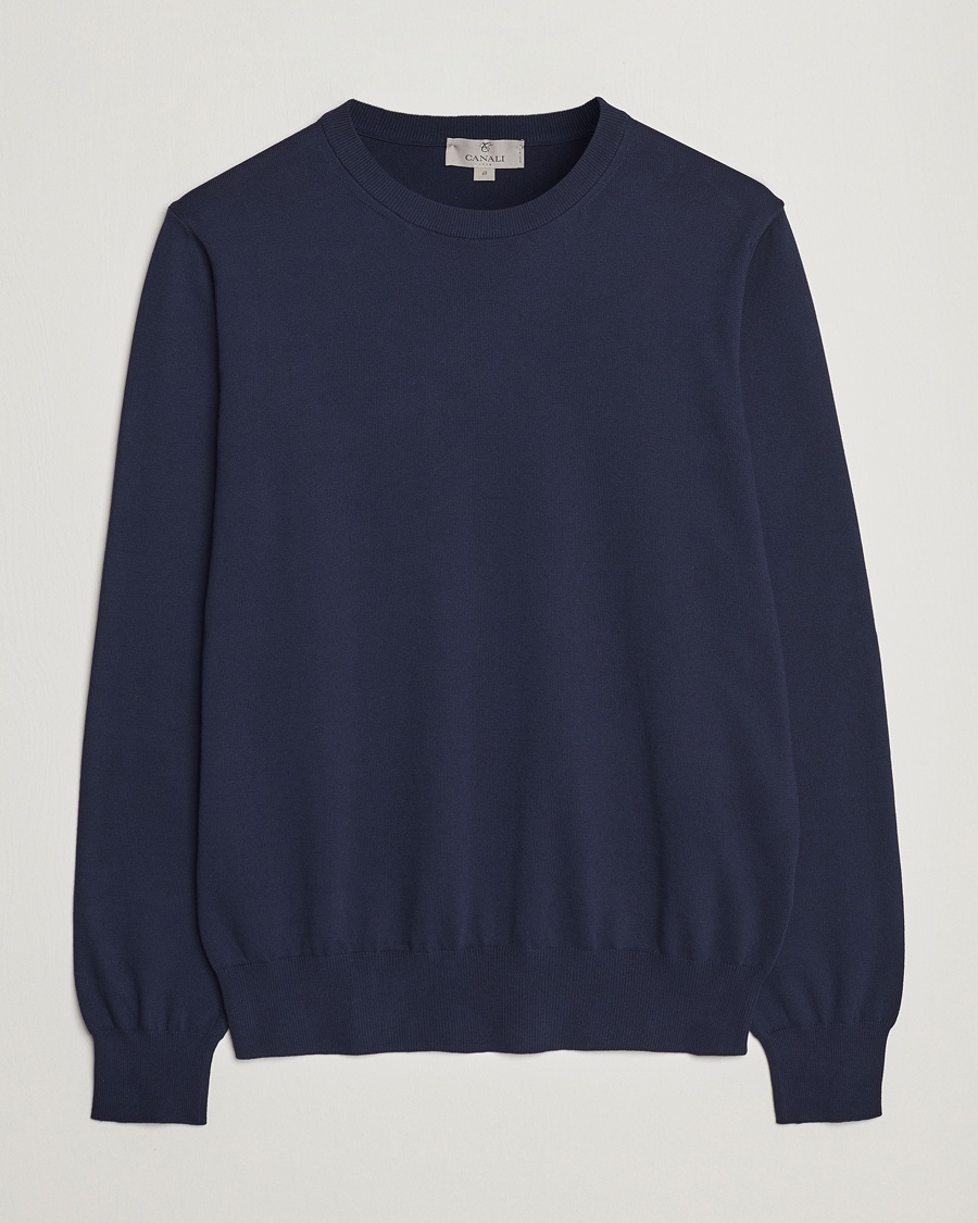  Cotton Crew Neck Pullover Navy