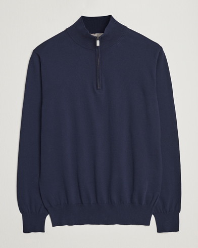 Herren |  | Canali | Cotton Half Zip Sweater Navy