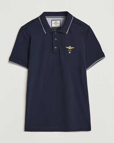 Herren |  | Aeronautica Militare | Garment Dyed Cotton Polo Blue Black