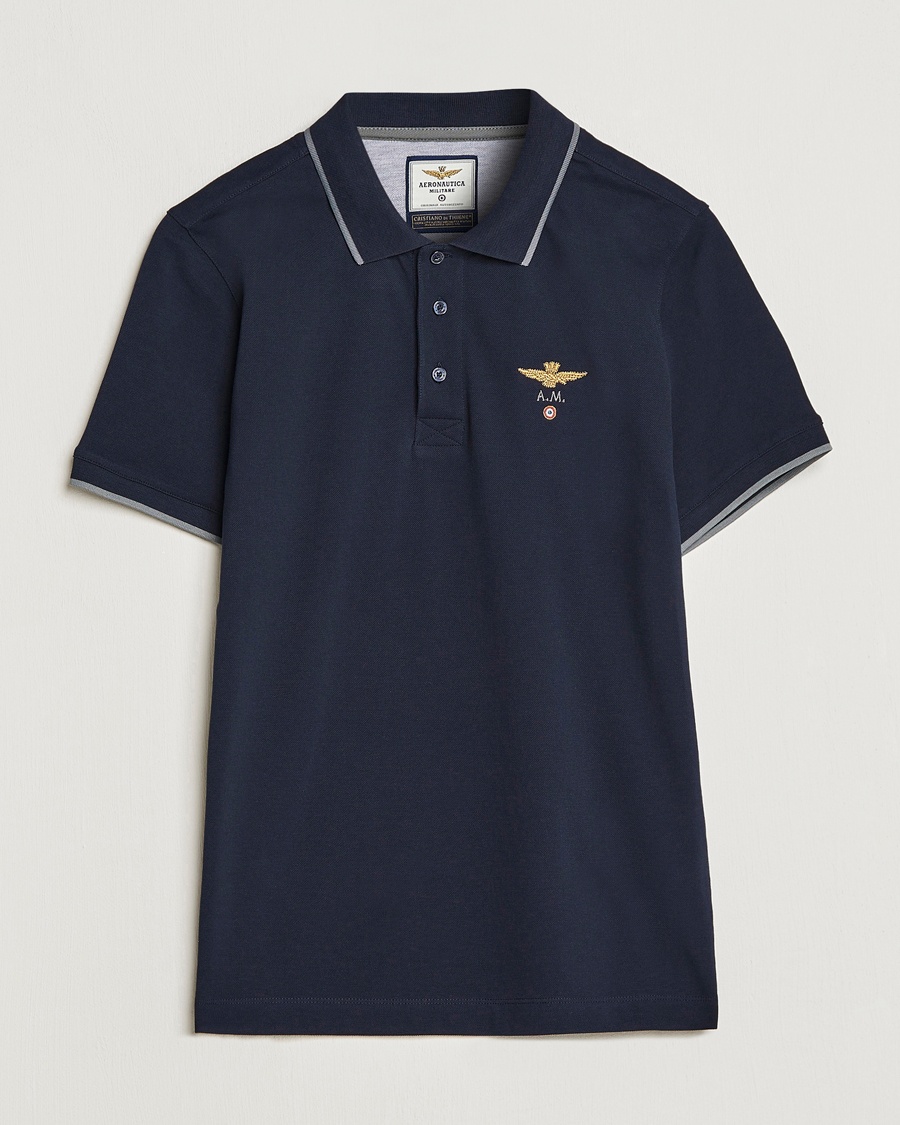 Herren | | Aeronautica Militare | Garment Dyed Cotton Polo Navy