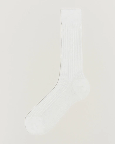 Herren | Italian Department | Bresciani | Cotton Ribbed Short Socks White