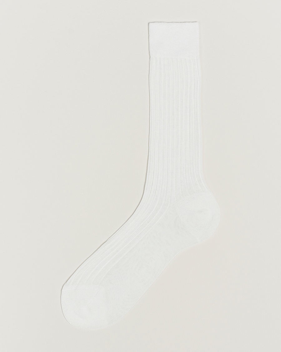 Bresciani Cotton Ribbed Short Socks White – Weiß