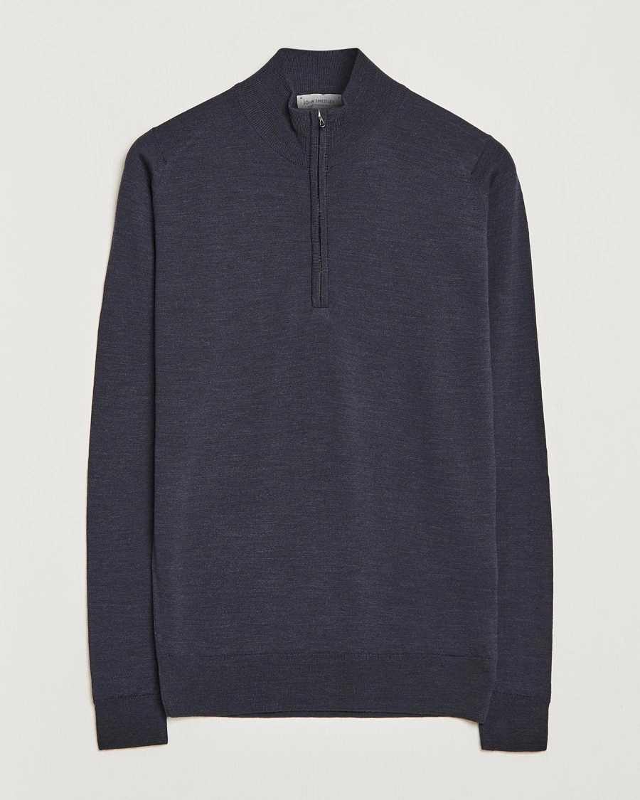 Herren | | John Smedley | Barrow Extra Fine Merino Half Zip Hepburn Smoke