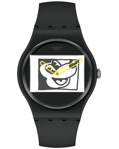 Herren | Uhren | Swatch | x Keith Haring Mickey Blanc sur Noir