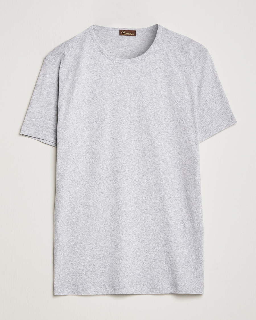 Stenströms Solid Cotton T-Shirt Grey Melange – Grau