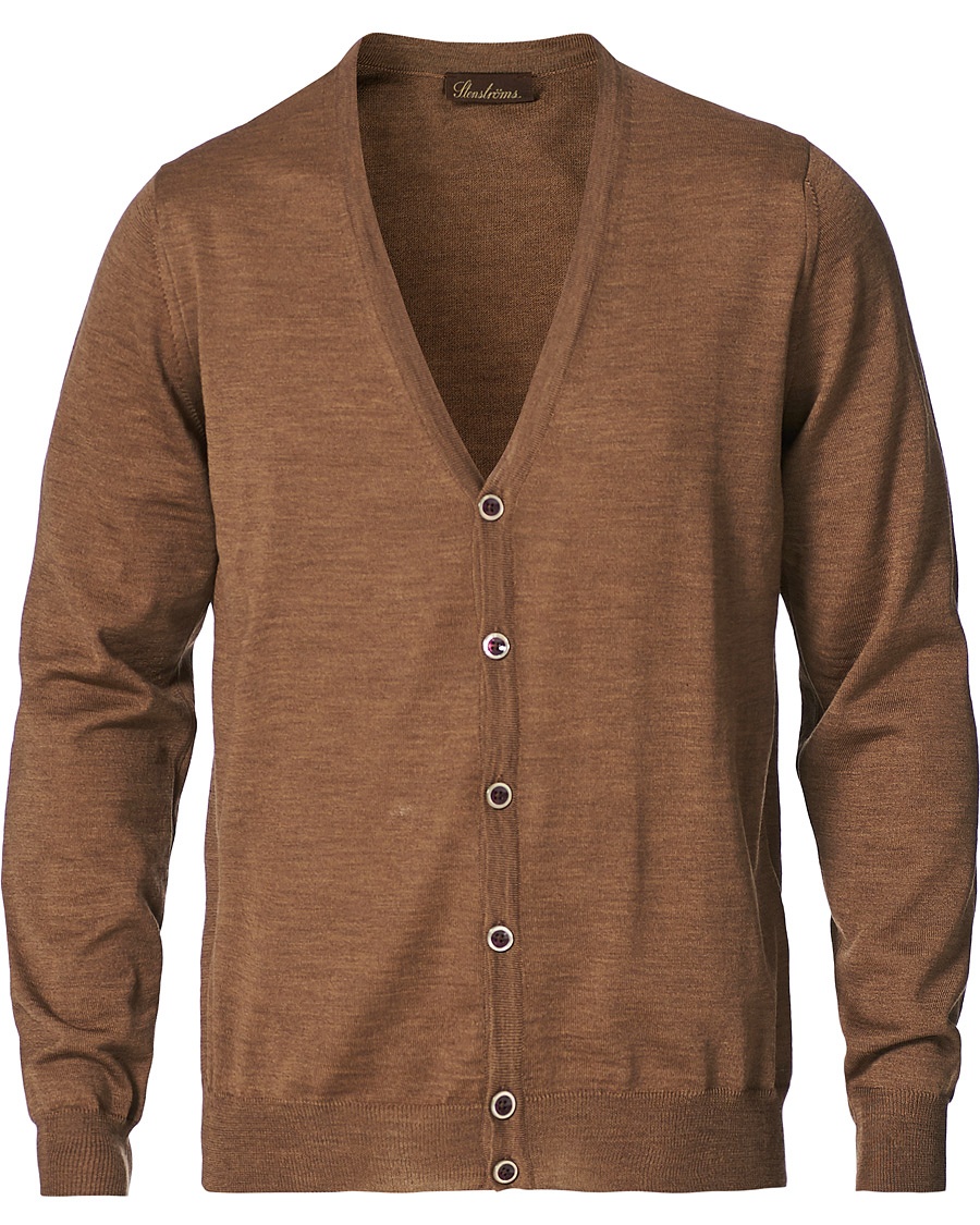 Stenströms Merino Wool Pocket Cardigan Camel