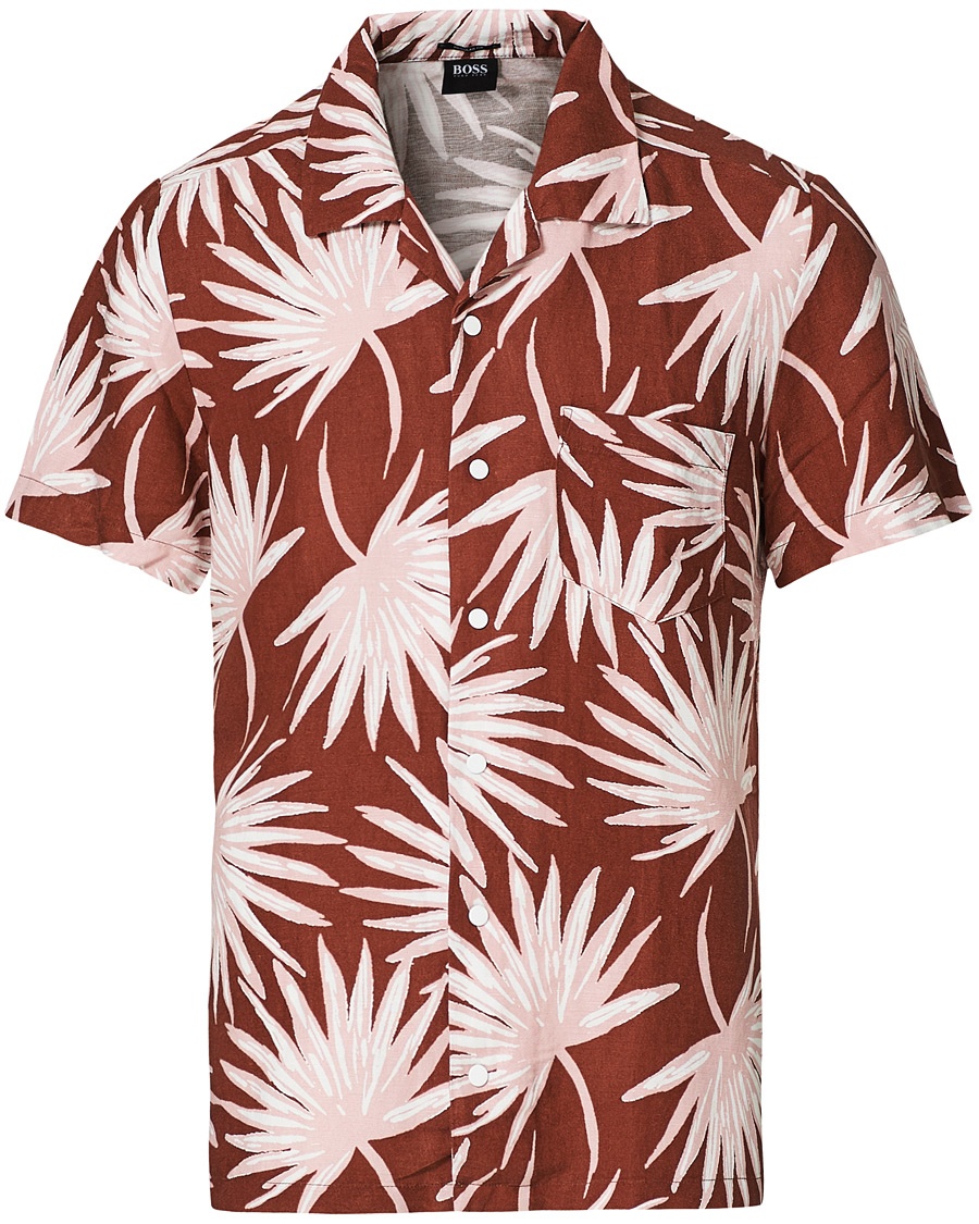BOSS Casual Rhythm Printed Resort Collar Short Sleeve Shirt Rust