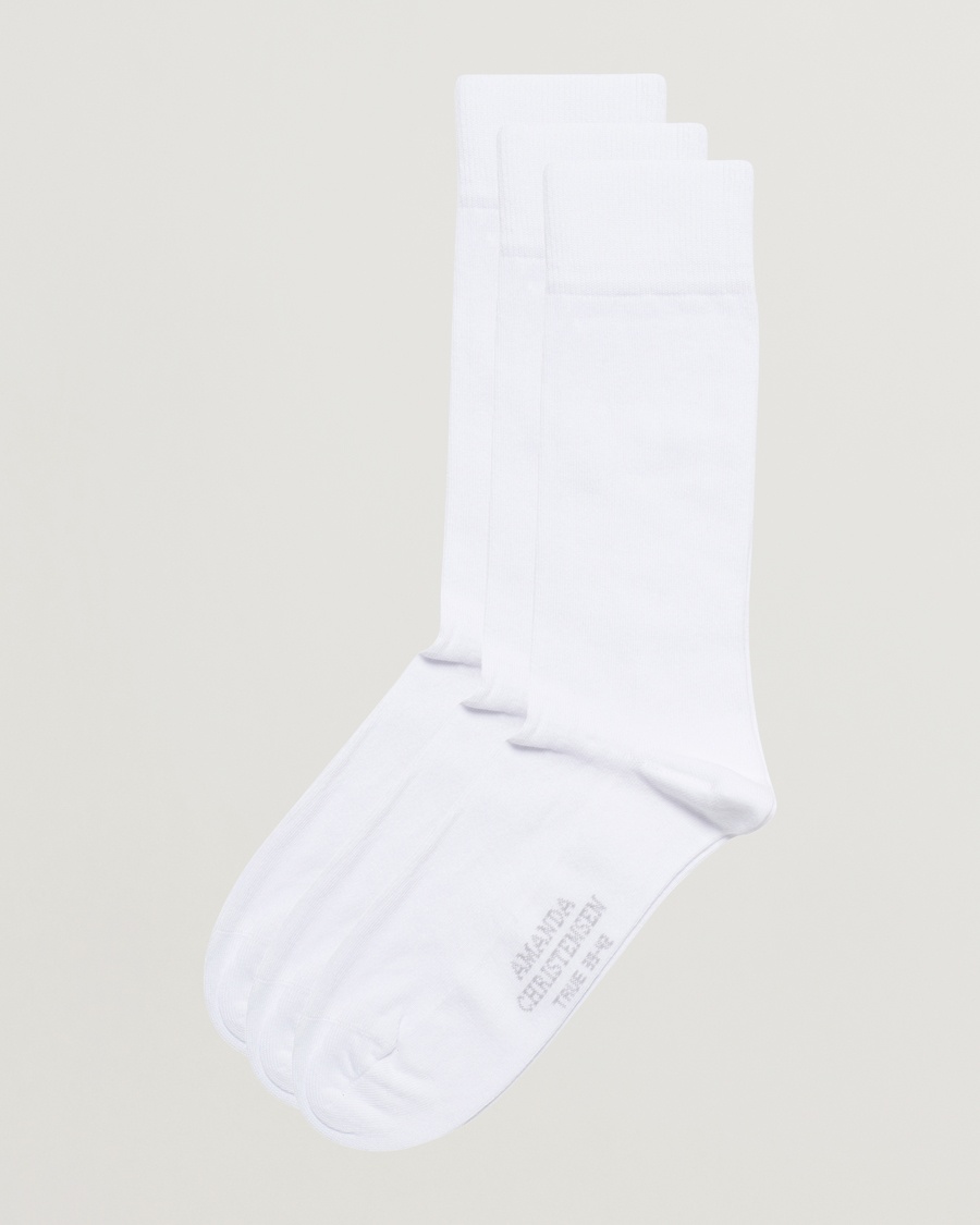 Amanda Christensen 3-Pack True Cotton Socks White – Weiß