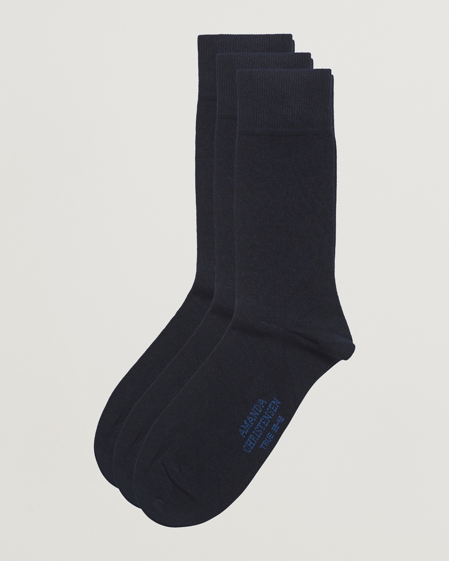 Amanda Christensen 3-Pack True Cotton Socks Dark Navy – Blau