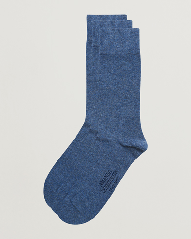Herren |  | Amanda Christensen | 3-Pack True Cotton Socks Denim Blue